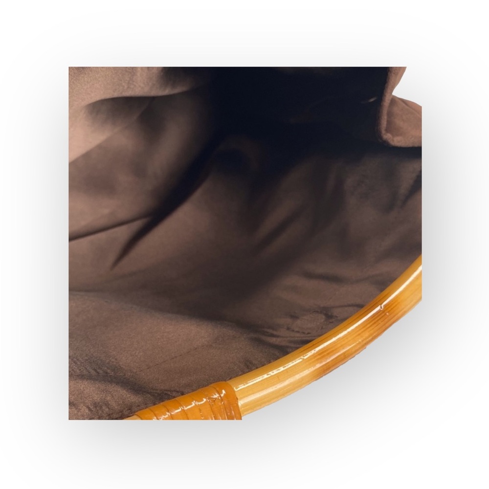 90’s: Julie Brown ꕥ Bamboo Boho Top Handle Satchel Bag ꕥ Chocolate Micro Suede ꕥ - Picture 11 of 16